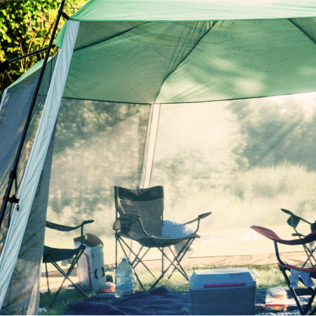 Camping tent with chairs