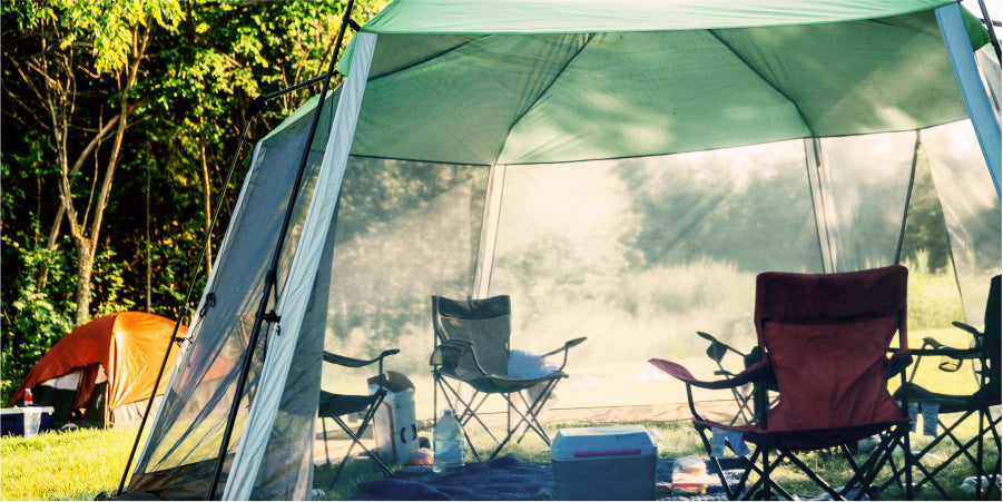 Camping tent with chairs