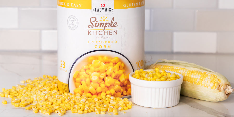 Ready Wise freeze-dried corn and fresh corn