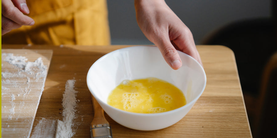 powdered eggs in a bowl ready to be scrambled