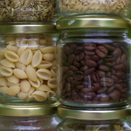 food in jars in pantry