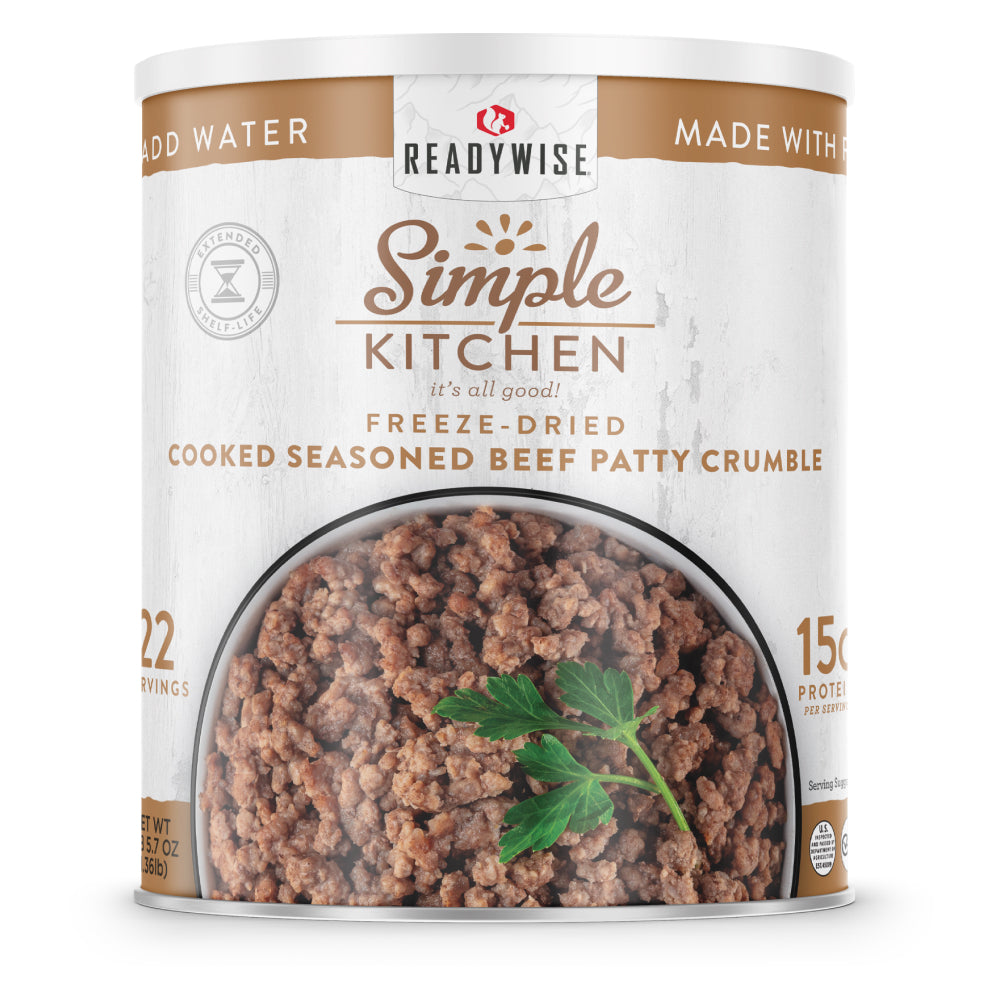 Freeze Dried Seasoned Beef Patty Crumbles Emergency Food Supply